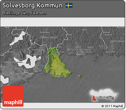 Satellite 3D Map of Sölvesborg Kommun, desaturated