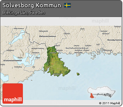 Satellite 3D Map of Sölvesborg Kommun, shaded relief outside