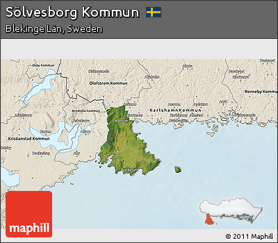 Satellite 3D Map of Sölvesborg Kommun, shaded relief outside