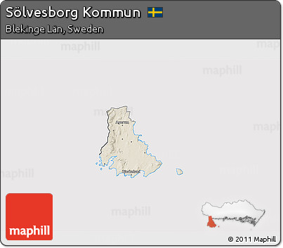Shaded Relief 3D Map of Sölvesborg Kommun, cropped outside