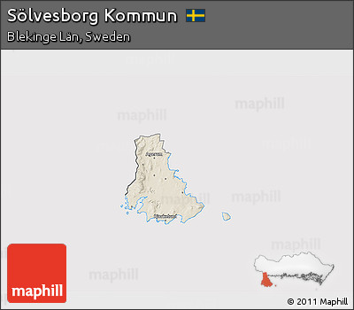 Shaded Relief 3D Map of Sölvesborg Kommun, cropped outside