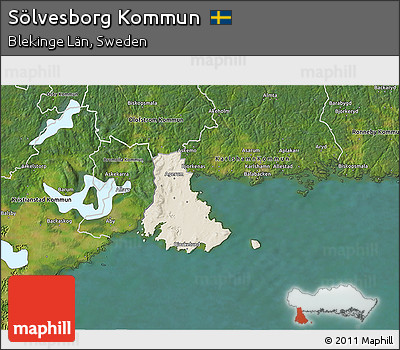 Shaded Relief 3D Map of Sölvesborg Kommun, satellite outside