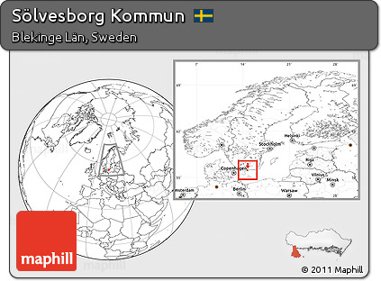 Blank Location Map of Sölvesborg Kommun, within the entire country