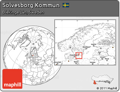Blank Location Map of Sölvesborg Kommun, within the entire country