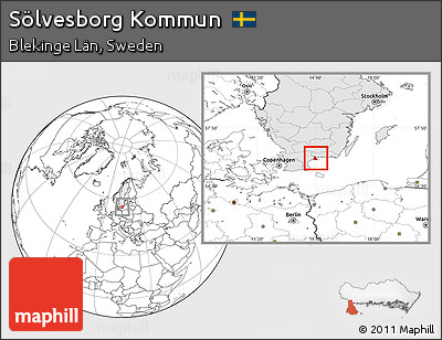 Blank Location Map of Sölvesborg Kommun, highlighted country