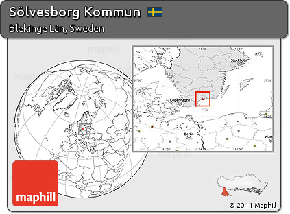 Blank Location Map of Sölvesborg Kommun, highlighted country