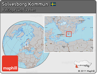 Gray Location Map of Sölvesborg Kommun