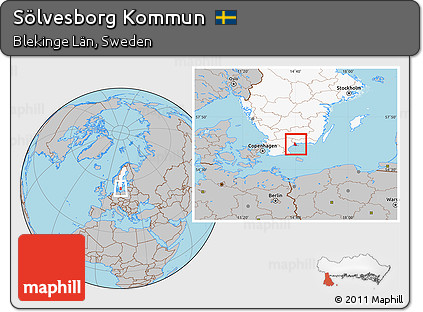 Gray Location Map of Sölvesborg Kommun, highlighted country