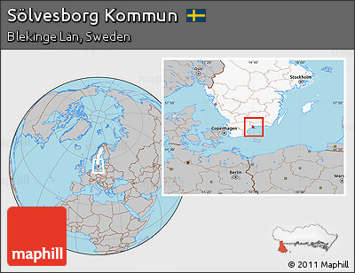Gray Location Map of Sölvesborg Kommun, highlighted country