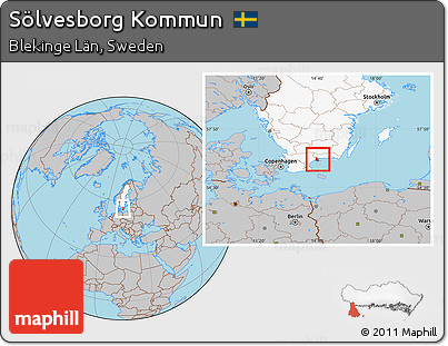 Gray Location Map of Sölvesborg Kommun, highlighted country