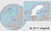Gray Location Map of Sölvesborg Kommun, highlighted country, highlighted parent region, within the entire country, hill shading
