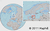 Gray Location Map of Sölvesborg Kommun, highlighted parent region, within the entire country, hill shading
