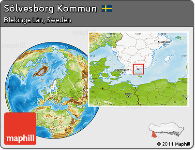 Physical Location Map of Sölvesborg Kommun, highlighted country