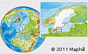Physical Location Map of Sölvesborg Kommun, highlighted country, highlighted parent region, within the entire country