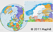 Political Location Map of Sölvesborg Kommun, highlighted country, highlighted parent region, within the entire country