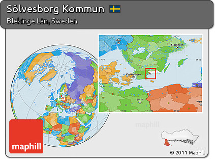 Political Location Map of Sölvesborg Kommun, highlighted parent region