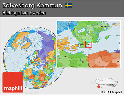 Political Location Map of Sölvesborg Kommun, highlighted parent region