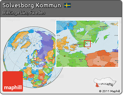 Political Location Map of Sölvesborg Kommun, highlighted parent region