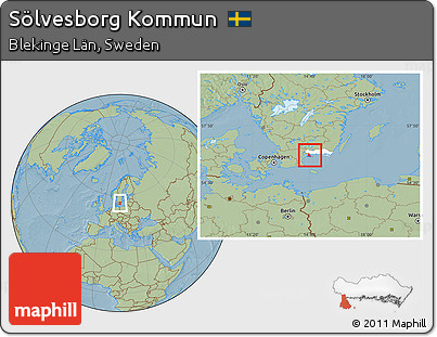 Savanna Style Location Map of Sölvesborg Kommun, highlighted parent region, hill shading