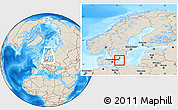 Shaded Relief Location Map of Sölvesborg Kommun, highlighted parent region, within the entire country