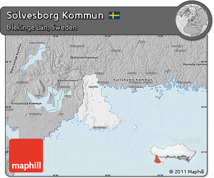 Gray Map of Sölvesborg Kommun