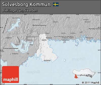 Gray Map of Sölvesborg Kommun