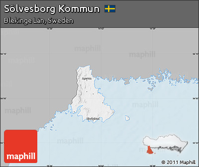 Gray Map of Sölvesborg Kommun, single color outside