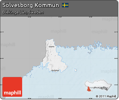 Gray Map of Sölvesborg Kommun, single color outside