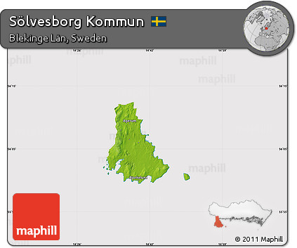 Physical Map of Sölvesborg Kommun, cropped outside