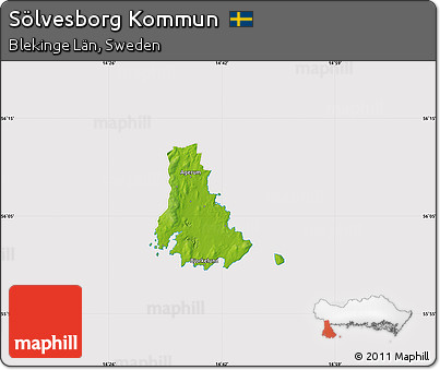Physical Map of Sölvesborg Kommun, cropped outside