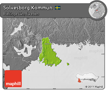 Physical Map of Sölvesborg Kommun, desaturated