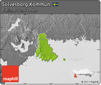 Physical Map of Sölvesborg Kommun, desaturated