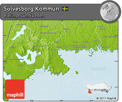 Physical Map of Sölvesborg Kommun