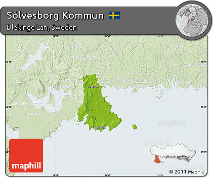 Physical Map of Sölvesborg Kommun, lighten