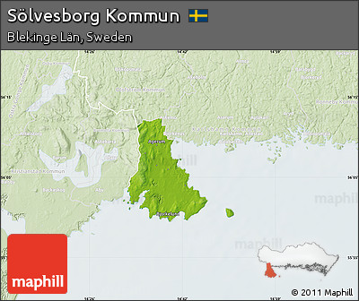 Physical Map of Sölvesborg Kommun, lighten