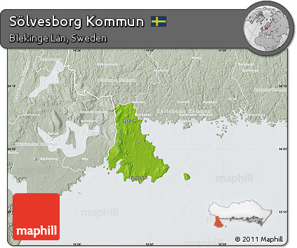 Physical Map of Sölvesborg Kommun, lighten, semi-desaturated