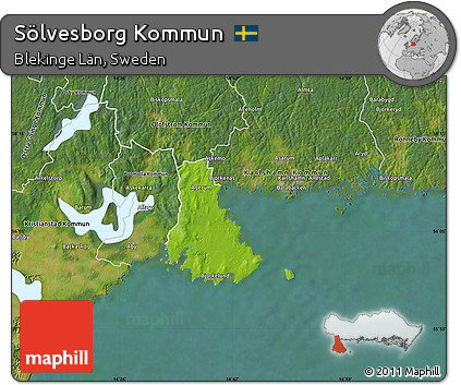 Physical Map of Sölvesborg Kommun, satellite outside