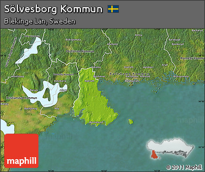 Physical Map of Sölvesborg Kommun, satellite outside