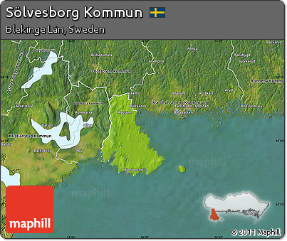 Physical Map of Sölvesborg Kommun, satellite outside