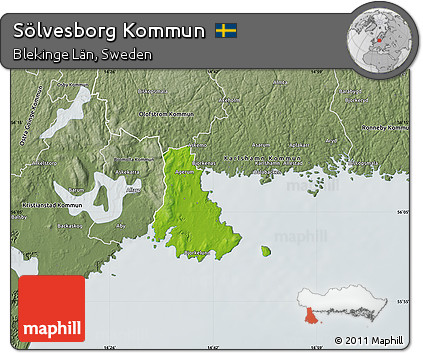 Physical Map of Sölvesborg Kommun, semi-desaturated