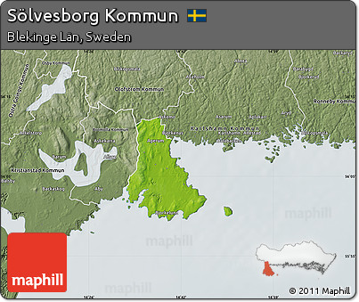 Physical Map of Sölvesborg Kommun, semi-desaturated