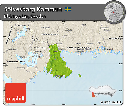 Physical Map of Sölvesborg Kommun, shaded relief outside