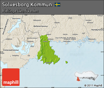 Physical Map of Sölvesborg Kommun, shaded relief outside