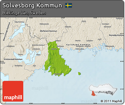 Physical Map of Sölvesborg Kommun, shaded relief outside