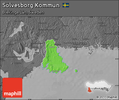Political Map of Sölvesborg Kommun, darken, desaturated