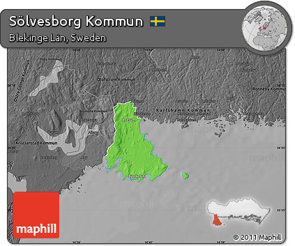 Political Map of Sölvesborg Kommun, darken, desaturated