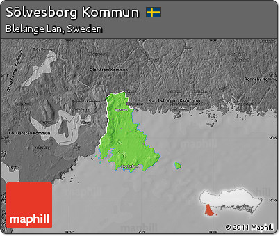 Political Map of Sölvesborg Kommun, darken, desaturated