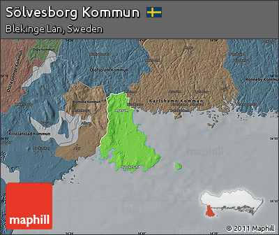 Political Map of Sölvesborg Kommun, darken, semi-desaturated