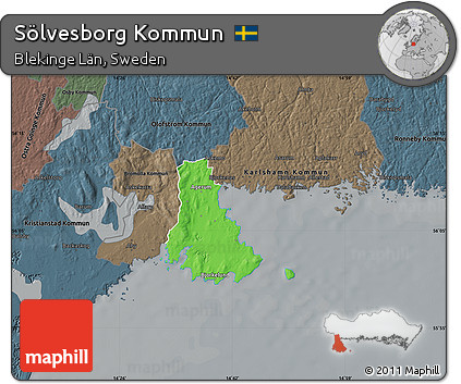 Political Map of Sölvesborg Kommun, darken, semi-desaturated