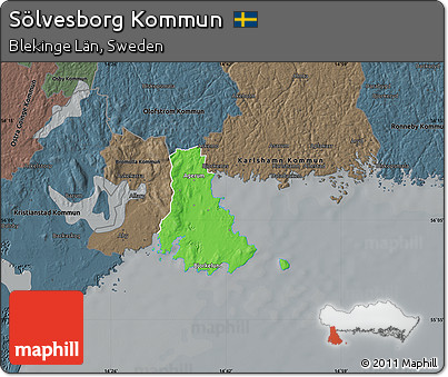 Political Map of Sölvesborg Kommun, darken, semi-desaturated